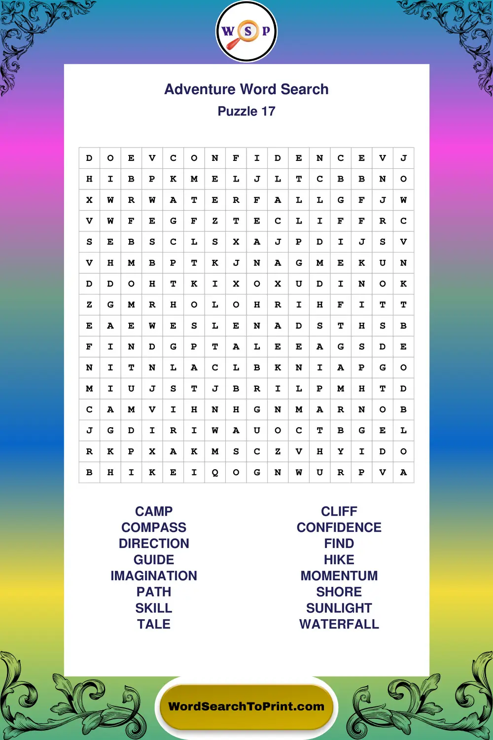Adventure Word Search Puzzle 17