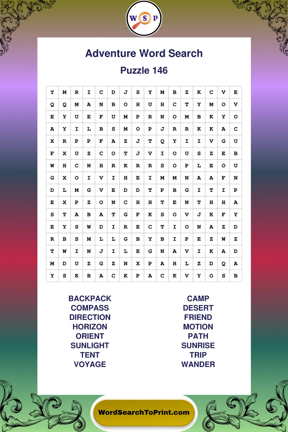 Adventure Word Search Puzzle 146