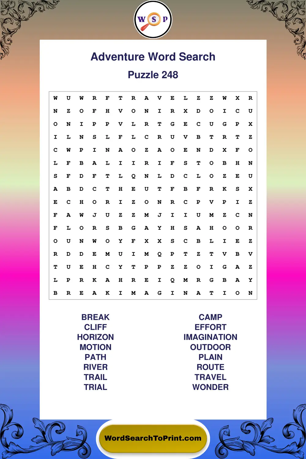 Adventure Word Search Puzzle 248