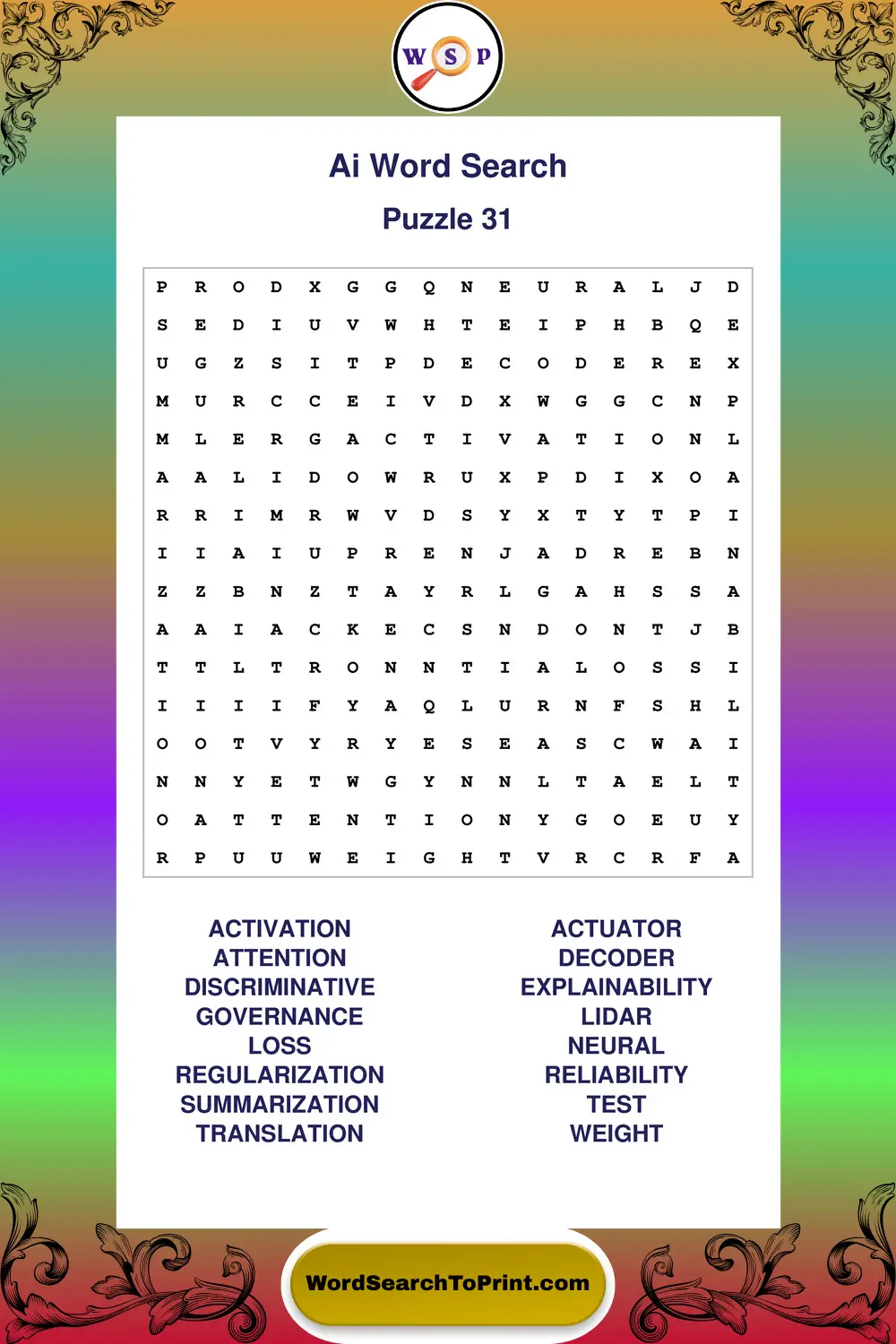 Ai Word Search Puzzle 31
