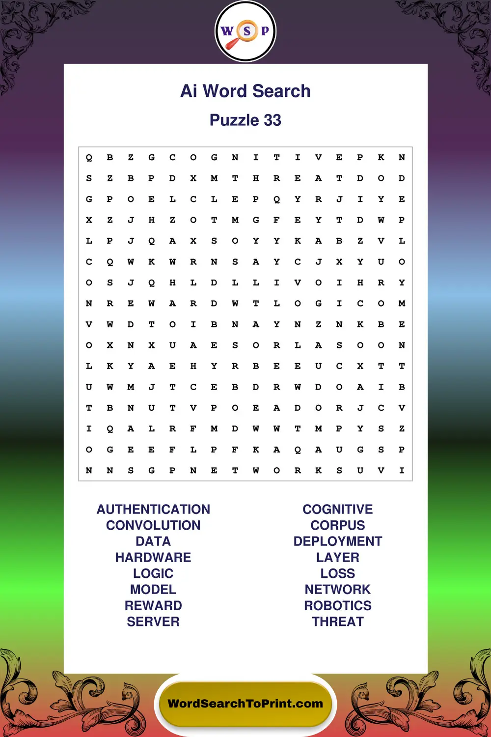 Ai Word Search Puzzle 33