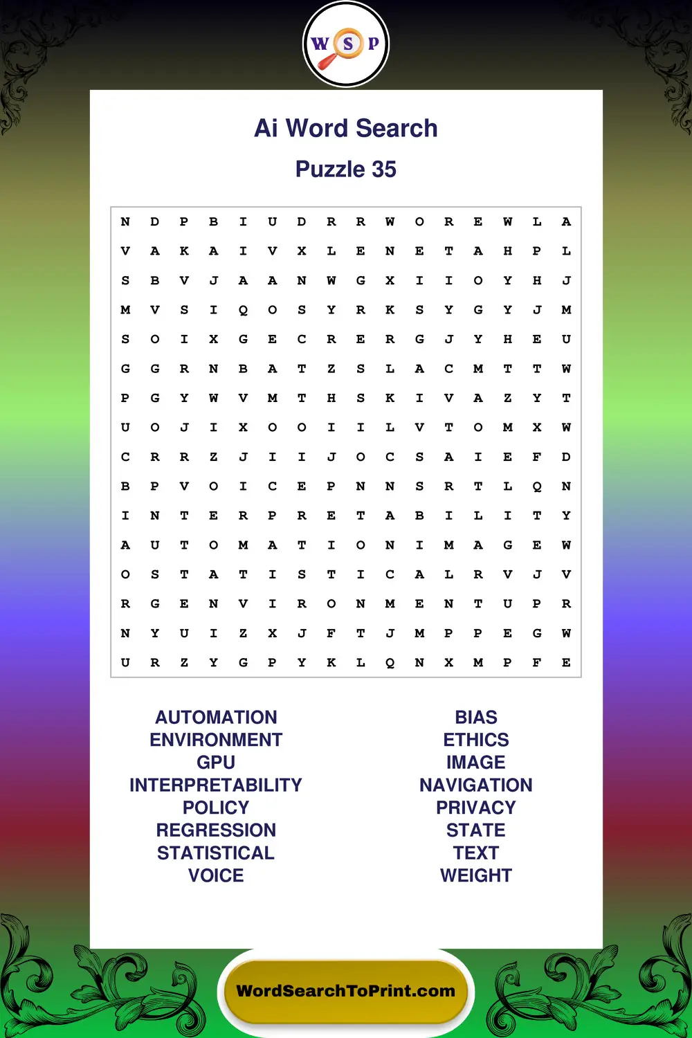 Ai Word Search Puzzle 35