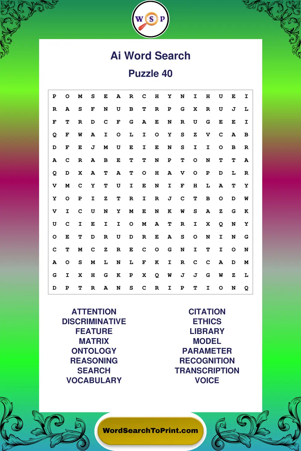 Ai Word Search Puzzle 40