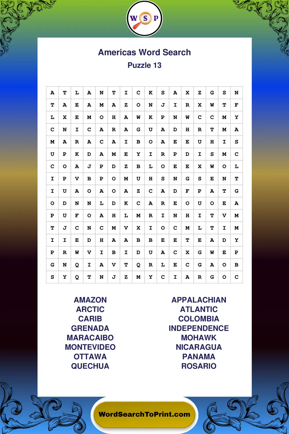 Americas Word Search Puzzle 13