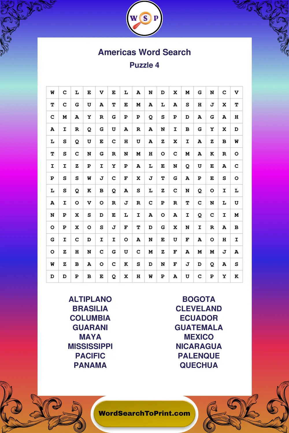 Americas Word Search Puzzle 4