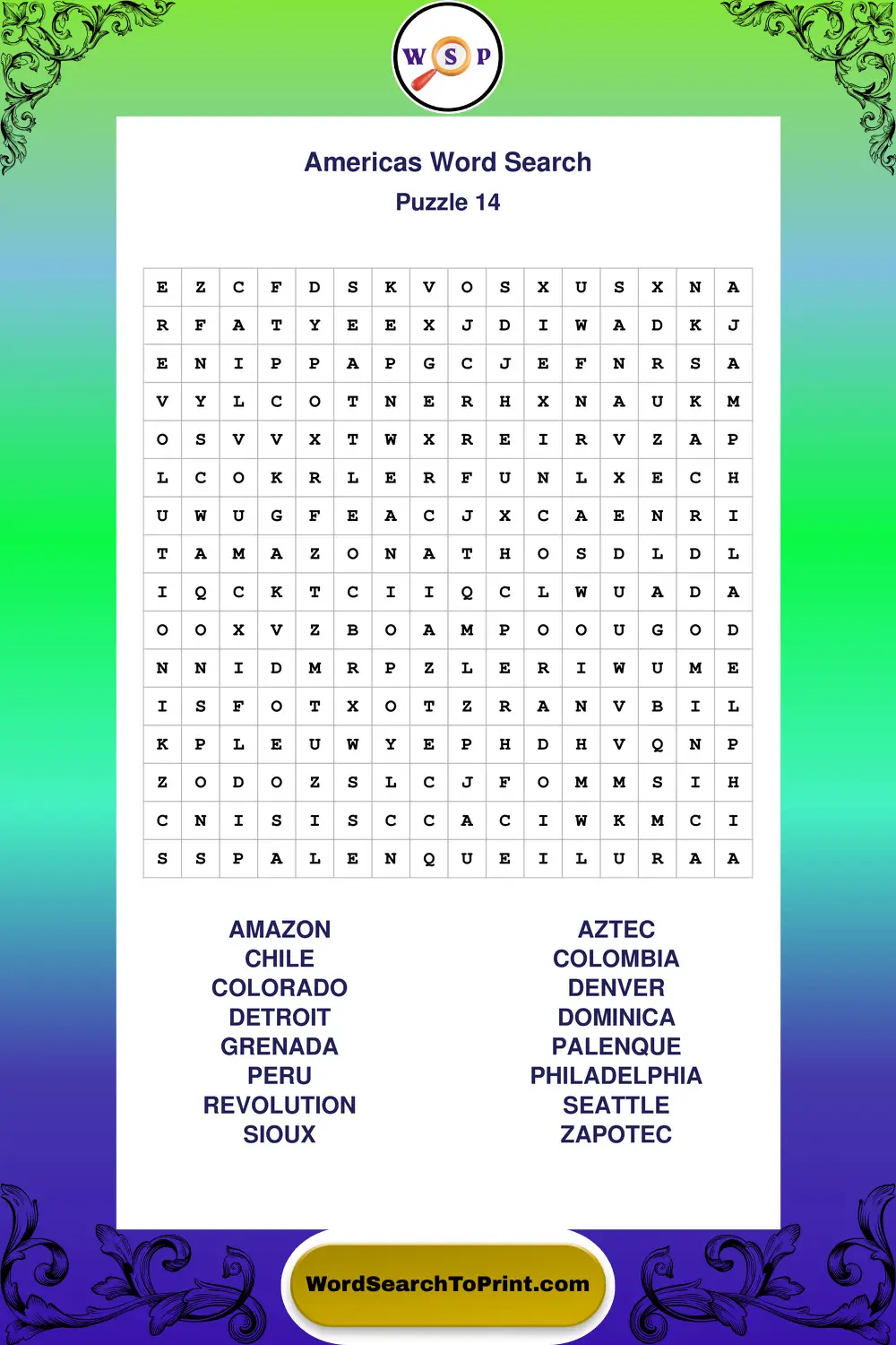Americas Word Search Puzzle 14