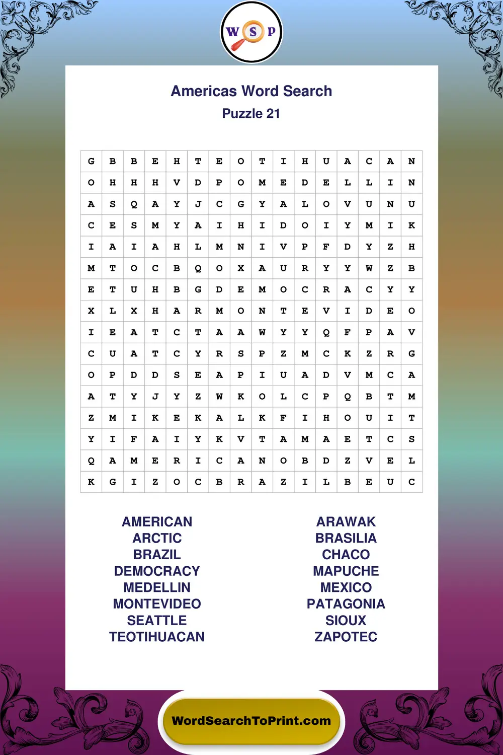 Americas Word Search Puzzle 21