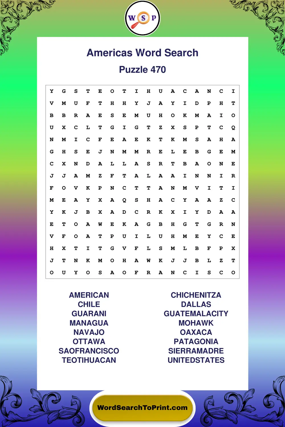 Americas Word Search Puzzle 470
