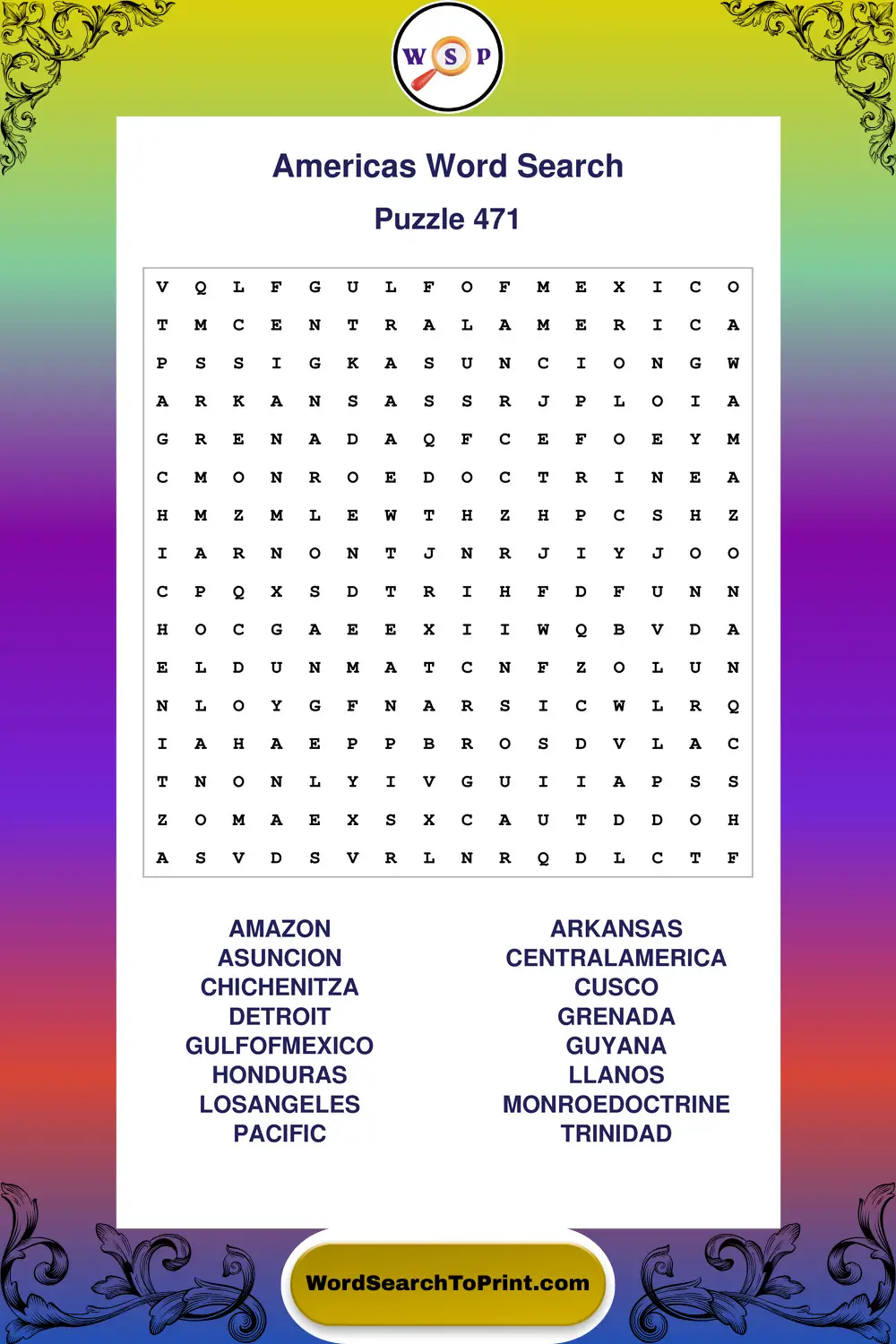 Americas Word Search Puzzle 471