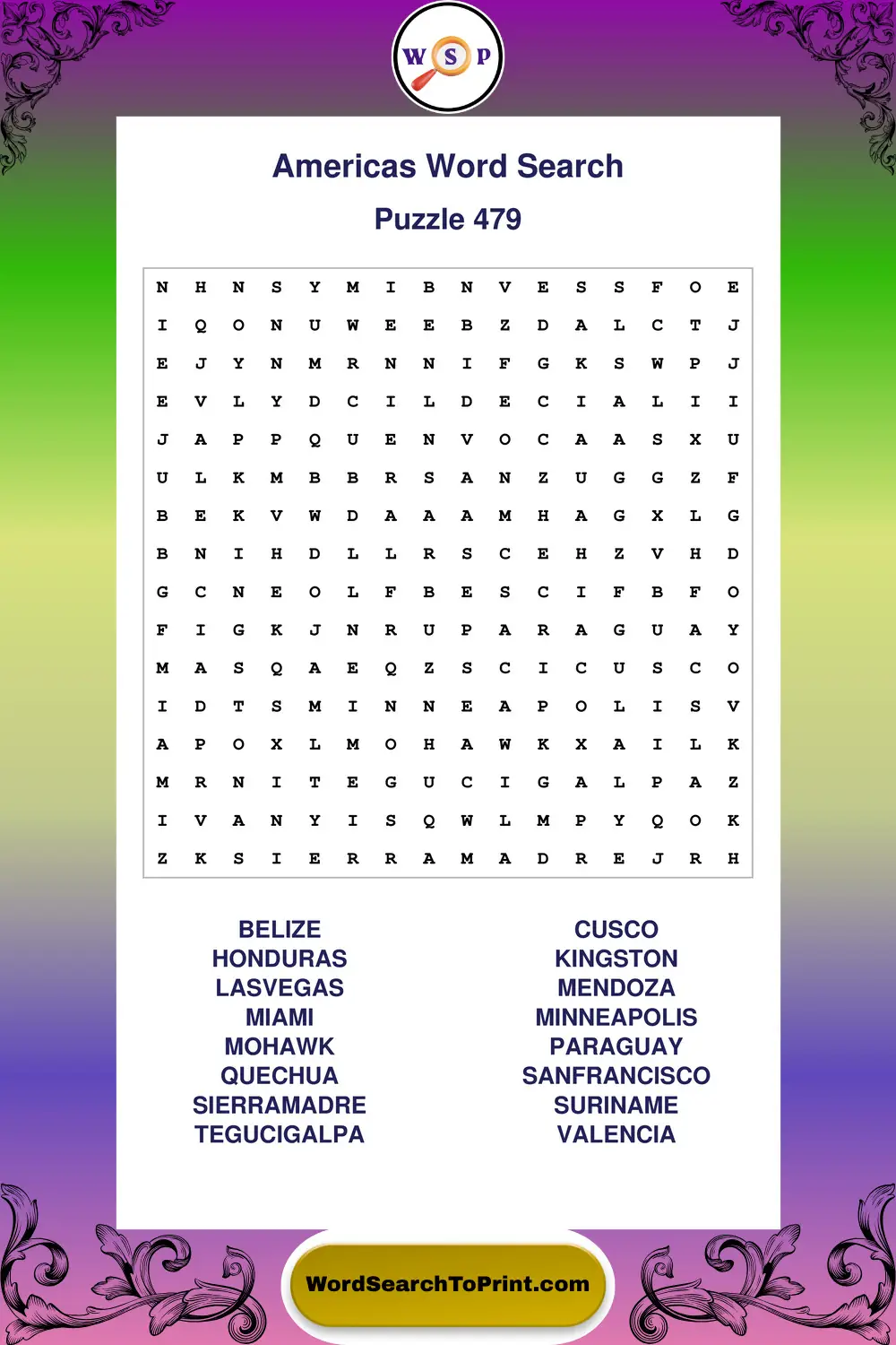 Americas Word Search Puzzle 479