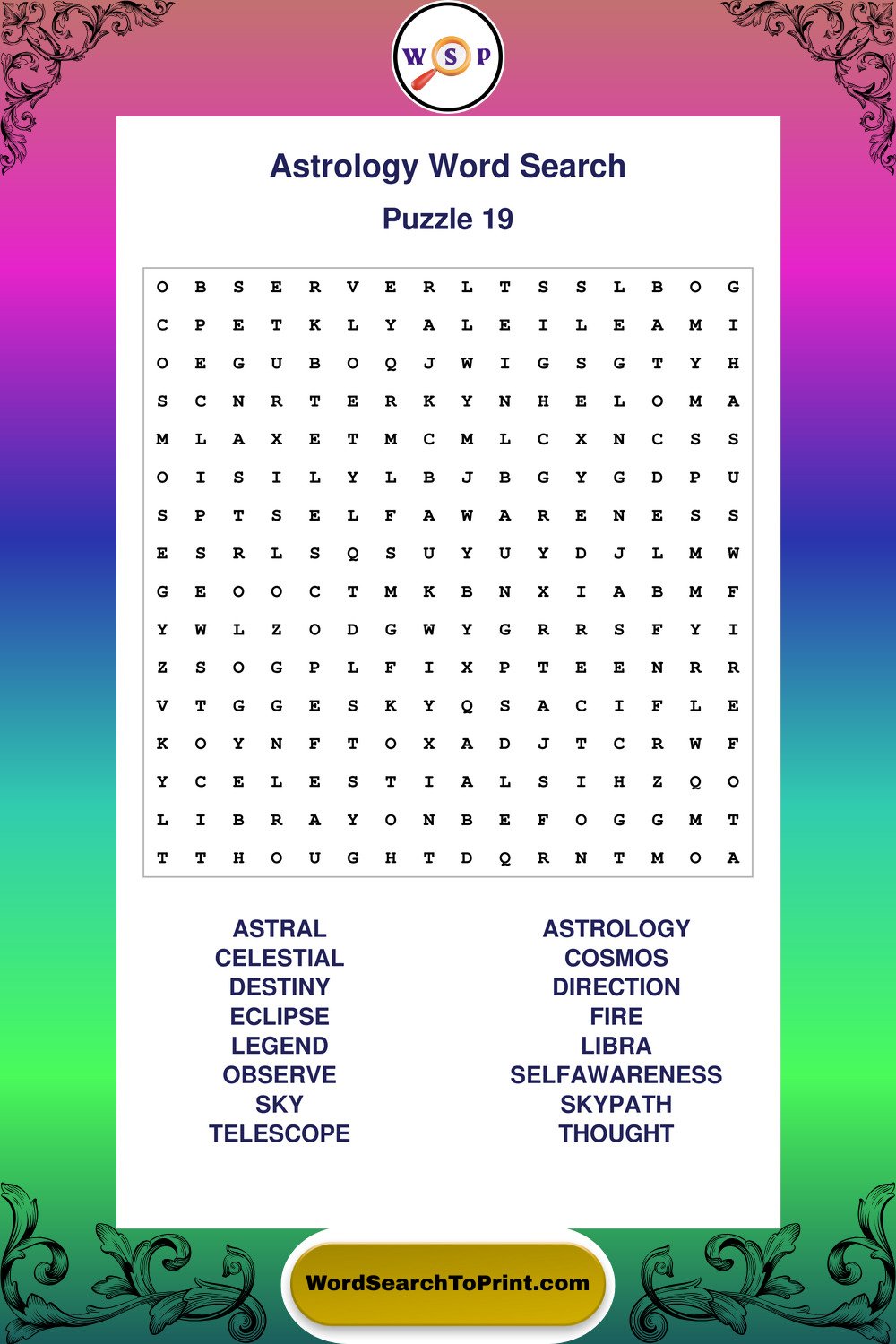 Astrology Word Search Puzzle 19