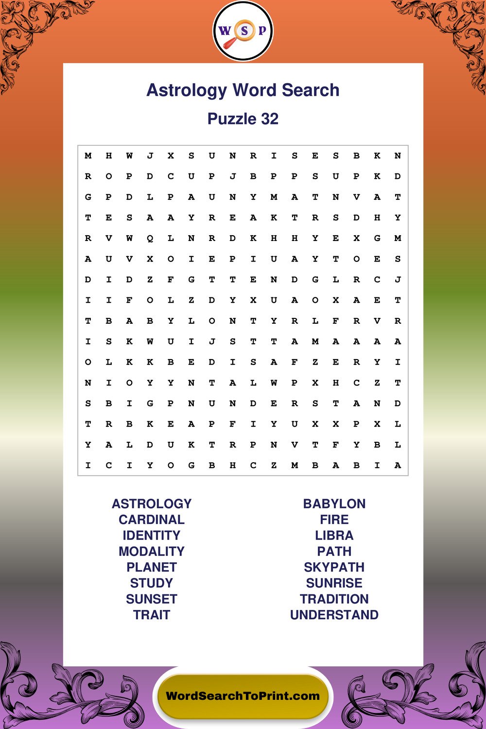 Astrology Word Search Puzzle 32