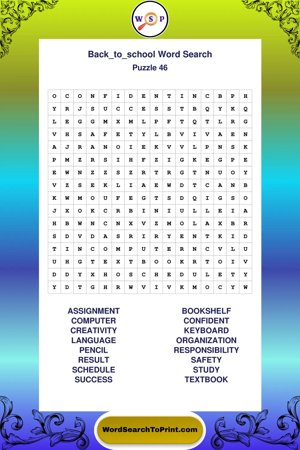 Back To School Word Search Puzzle 46