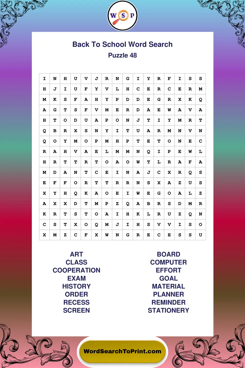 Back To School Word Search Puzzle 48