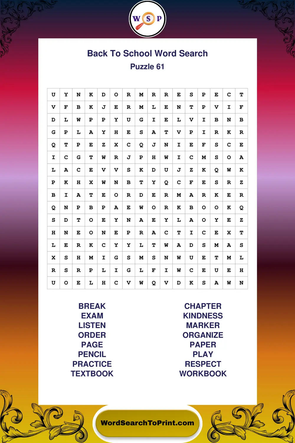 Back To School Word Search Puzzle 61