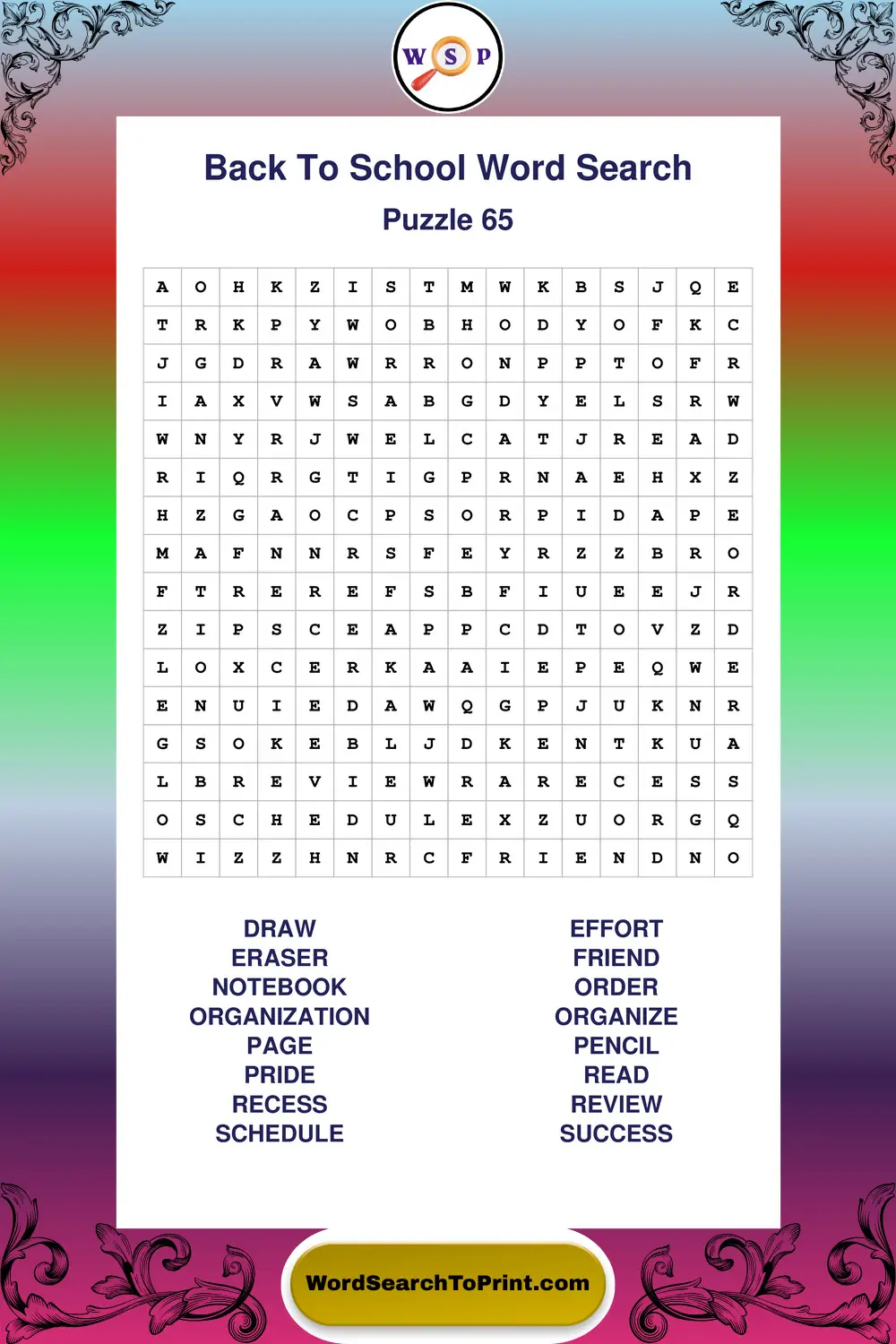 Back To School Word Search Puzzle 65