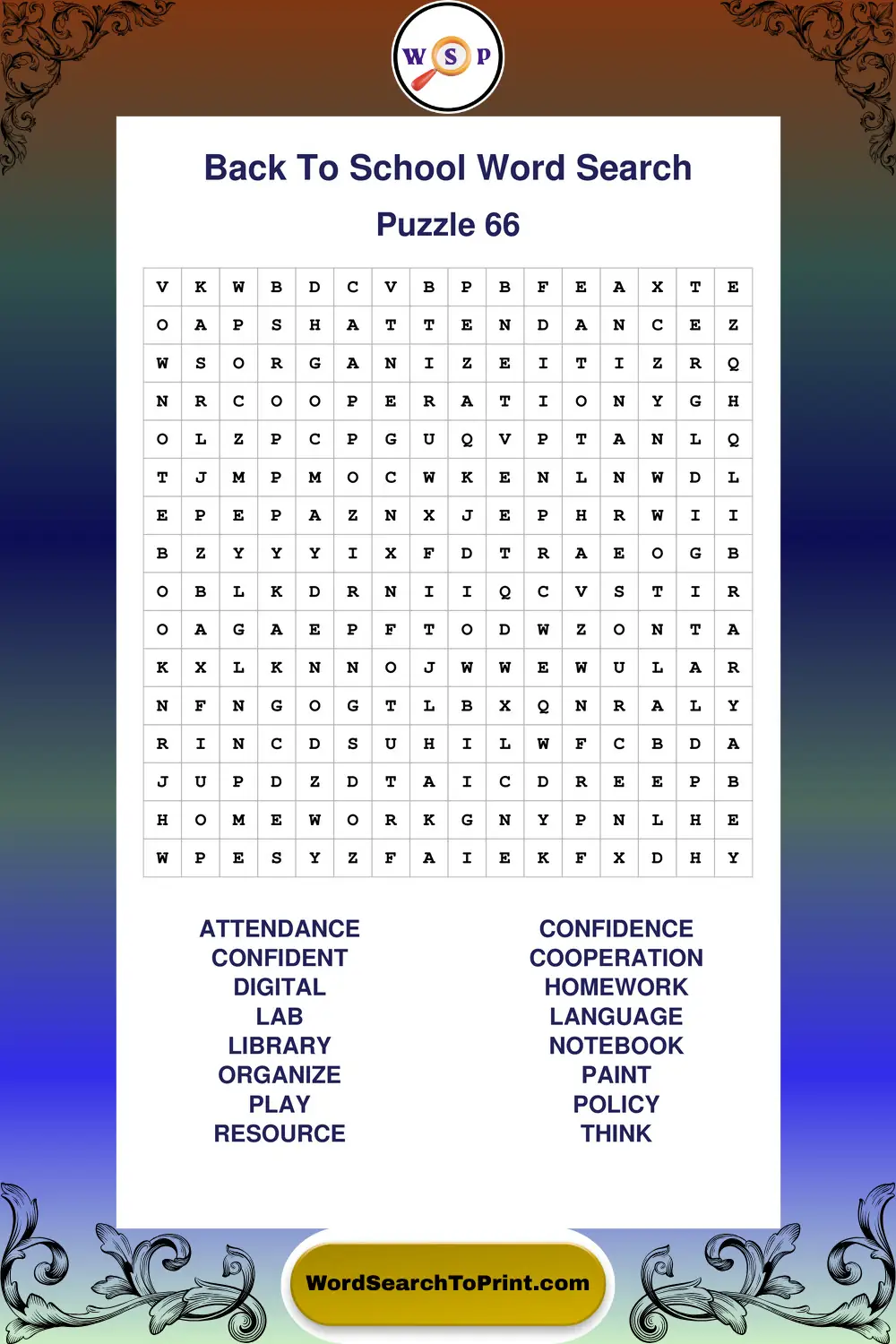 Back To School Word Search Puzzle 66