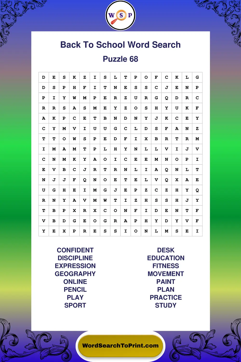 Back To School Word Search Puzzle 68