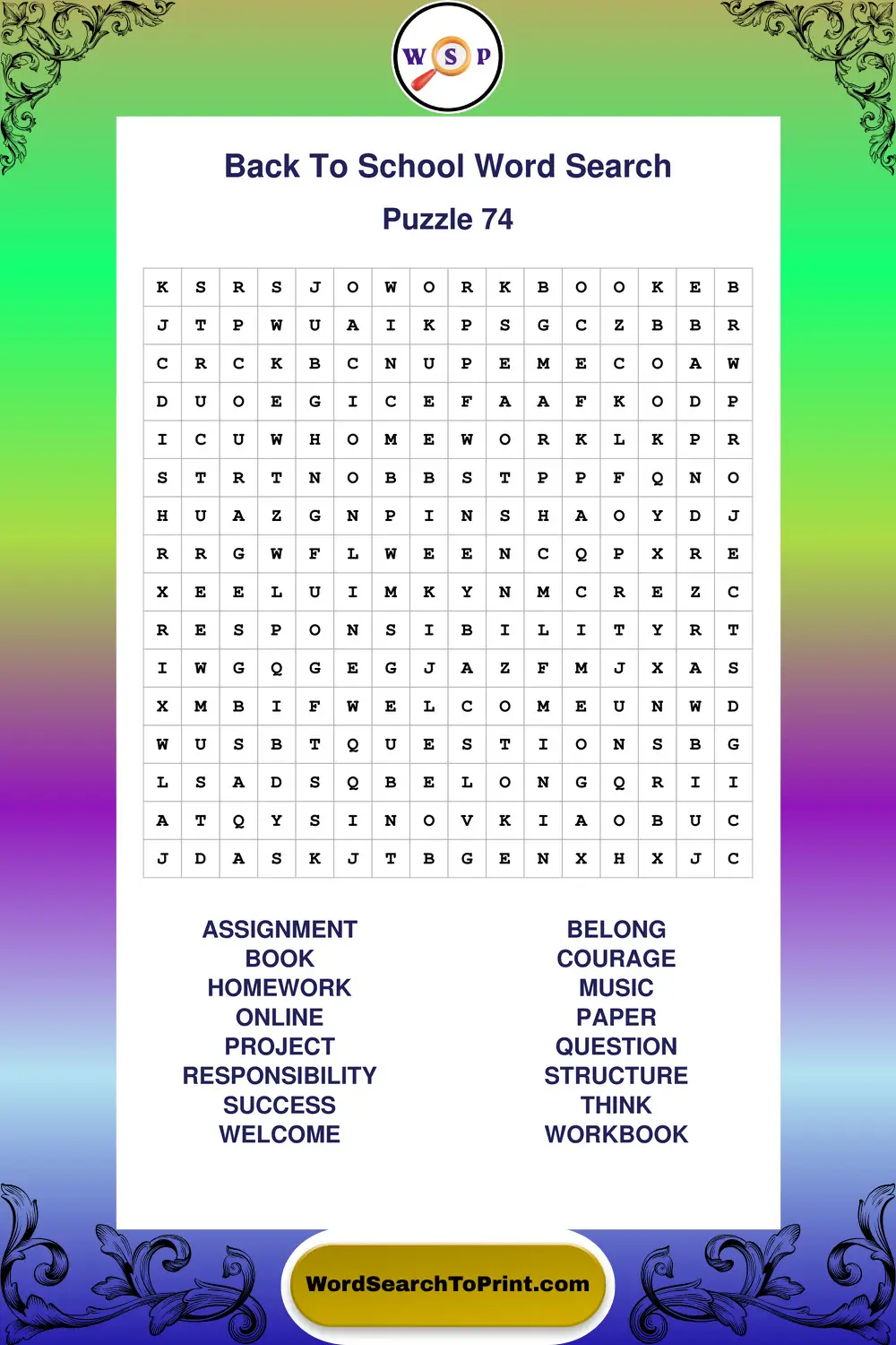 Back To School Word Search Puzzle 74