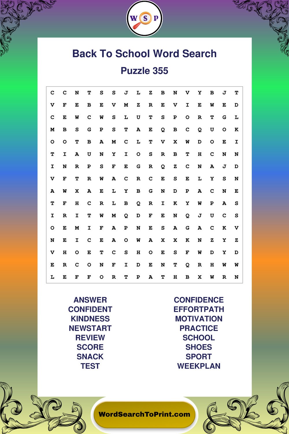 Back To School Word Search Puzzle 355