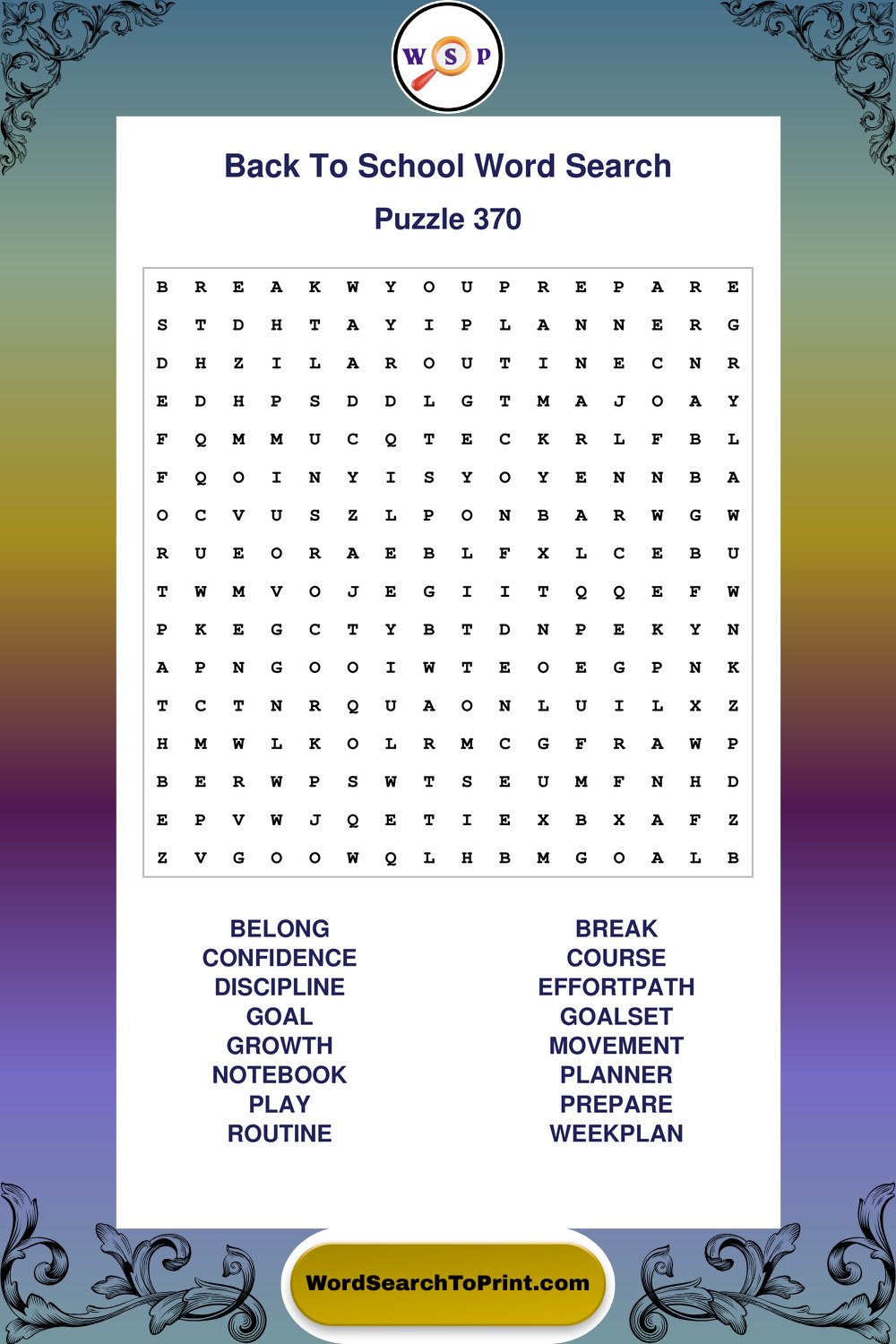 Back To School Word Search Puzzle 370