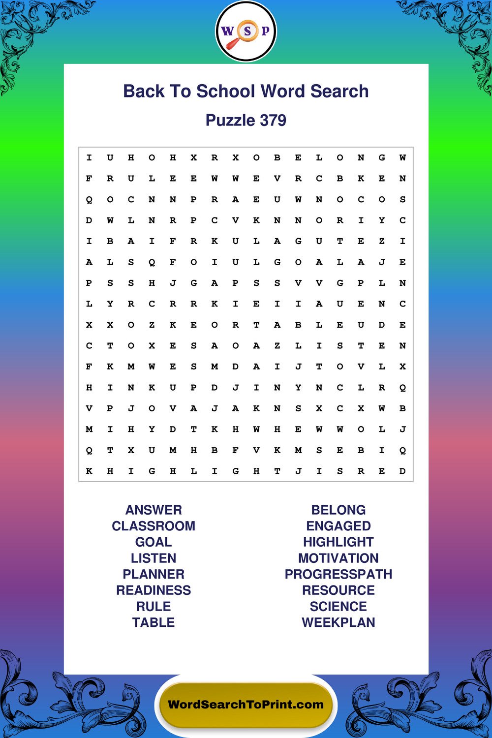 Back To School Word Search Puzzle 379