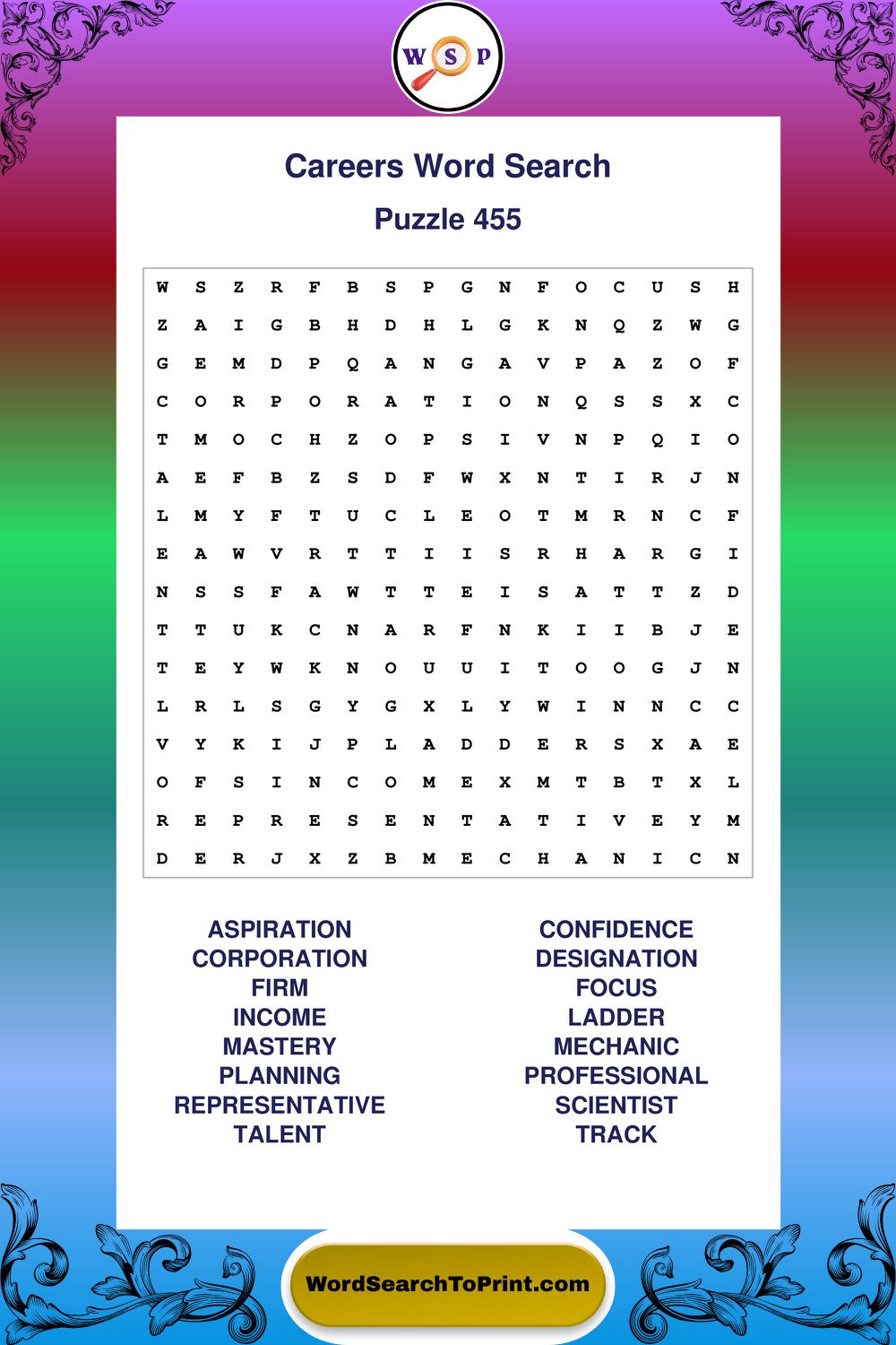 Careers Word Search Puzzle 455
