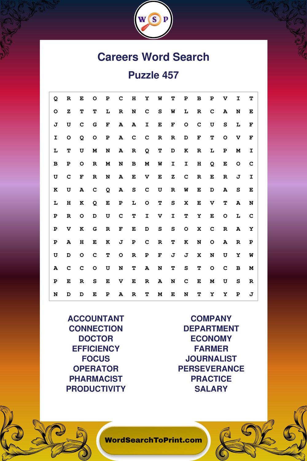 Careers Word Search Puzzle 457