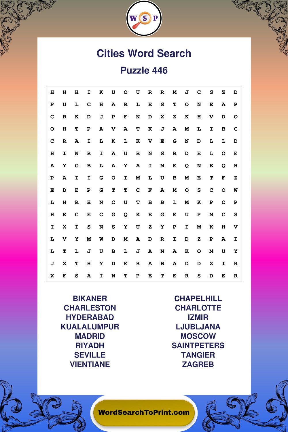 Cities Word Search Puzzle 446