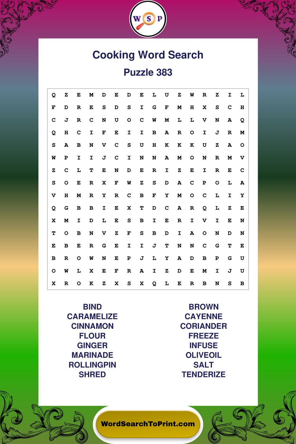 Cooking Word Search Puzzle 383