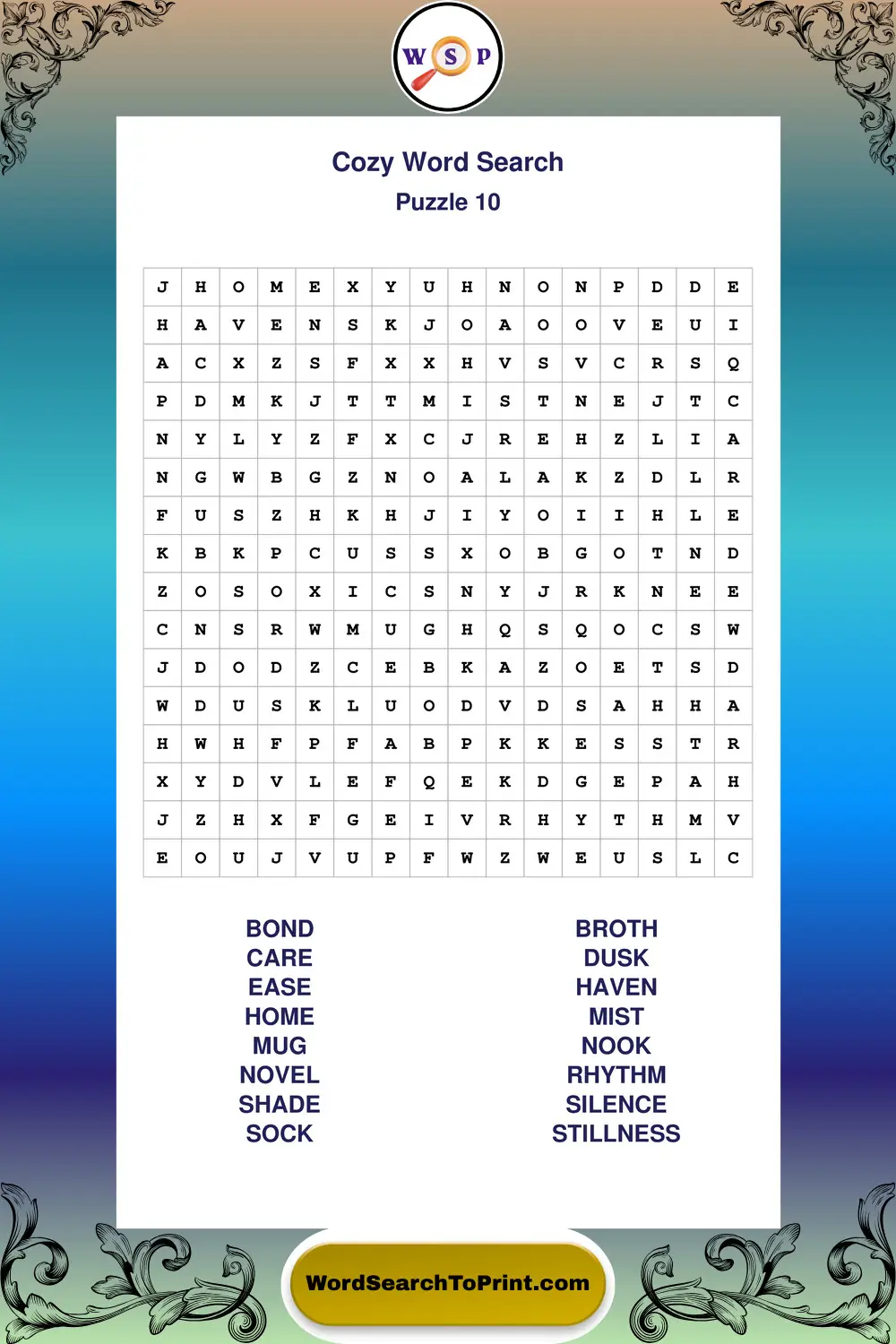 Cozy Word Search Puzzle 10