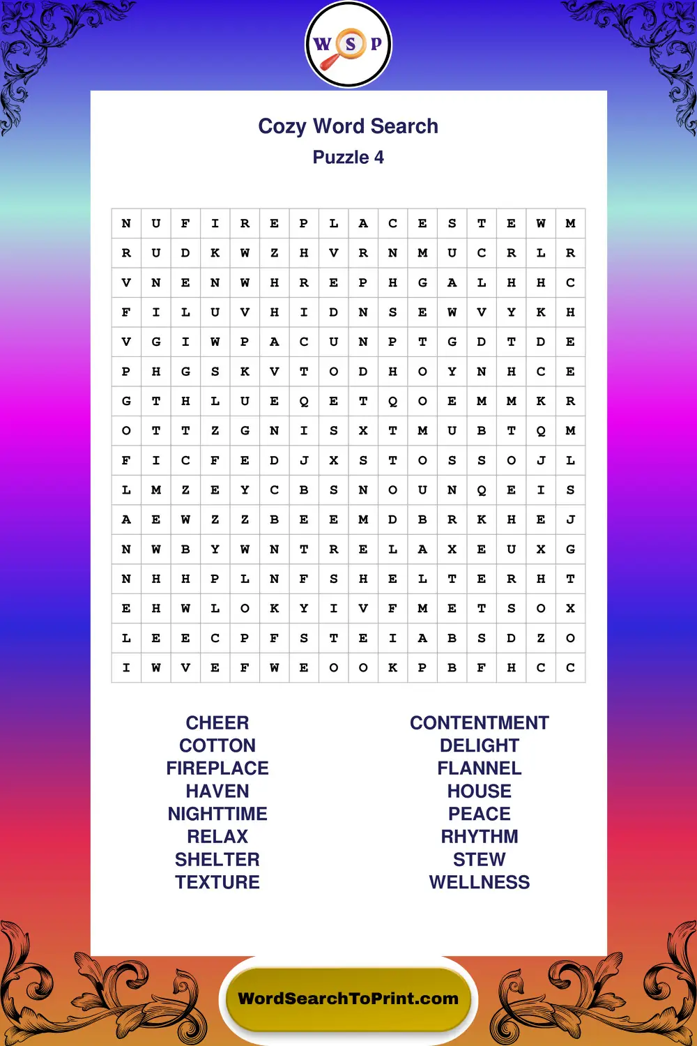 Cozy Word Search Puzzle 4