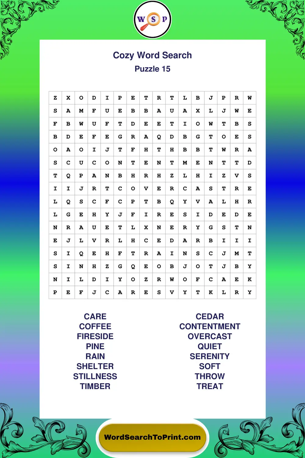 Cozy Word Search Puzzle 15