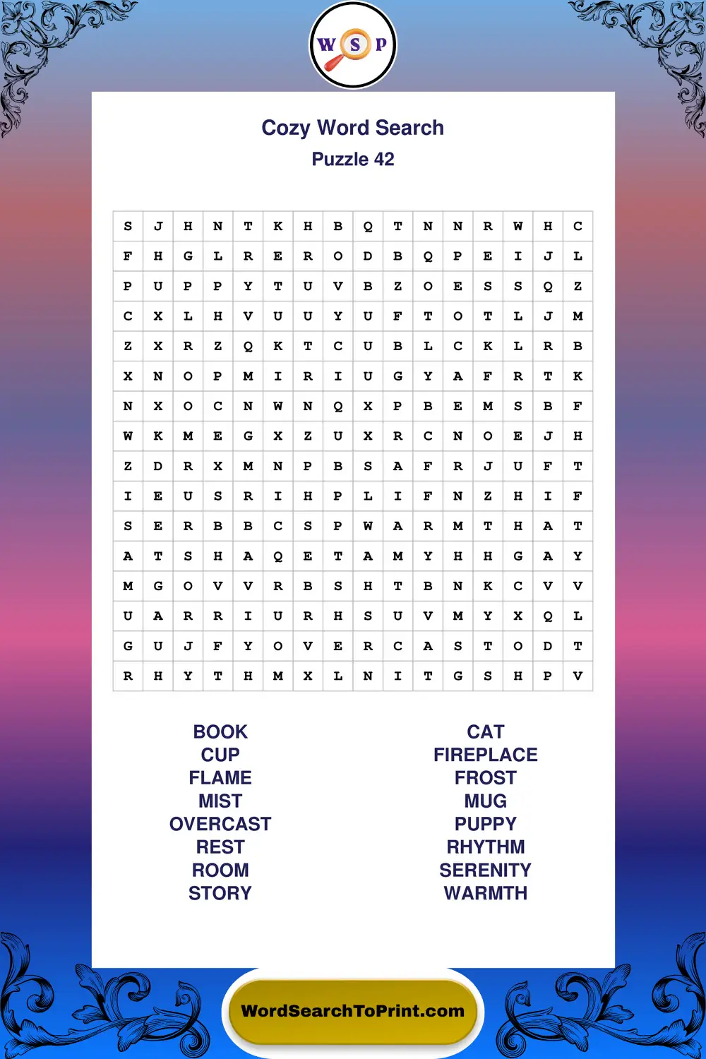Cozy Word Search Puzzle 42