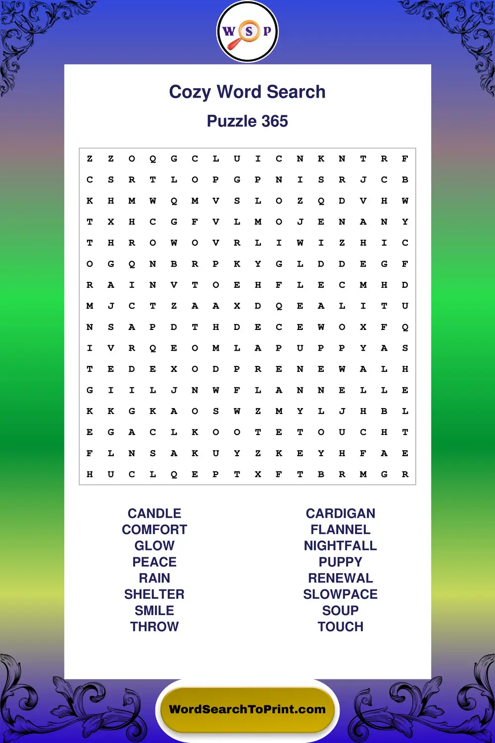 Cozy Word Search Puzzle 365