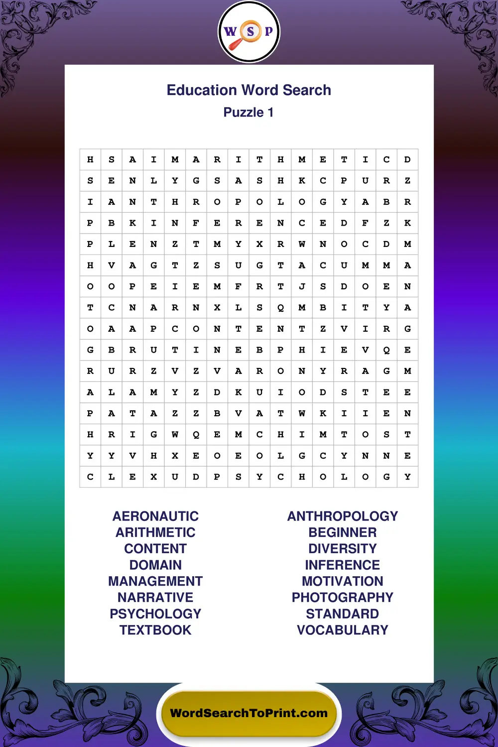 Education Word Search Puzzle 1