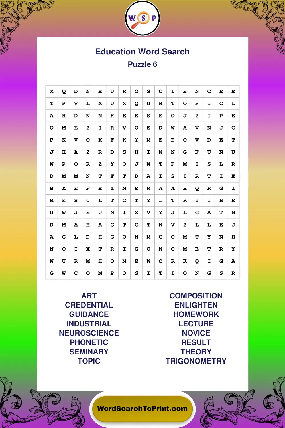 Education Word Search Puzzle 6