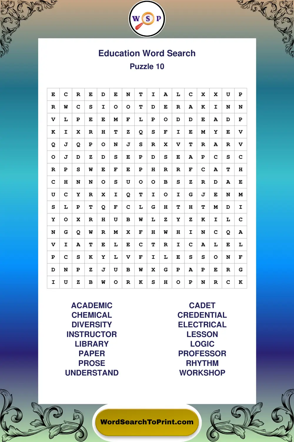 Education Word Search Puzzle 10