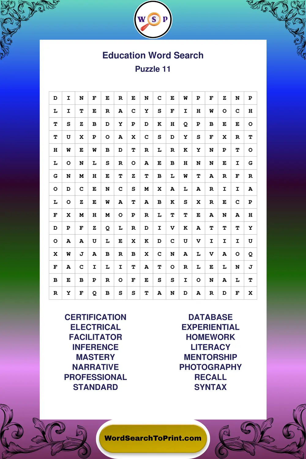 Education Word Search Puzzle 11