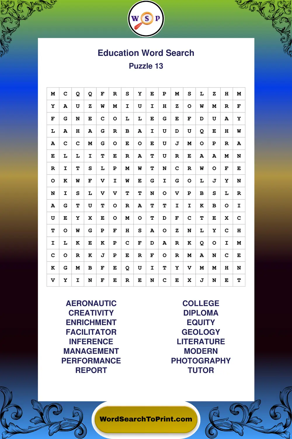 Education Word Search Puzzle 13