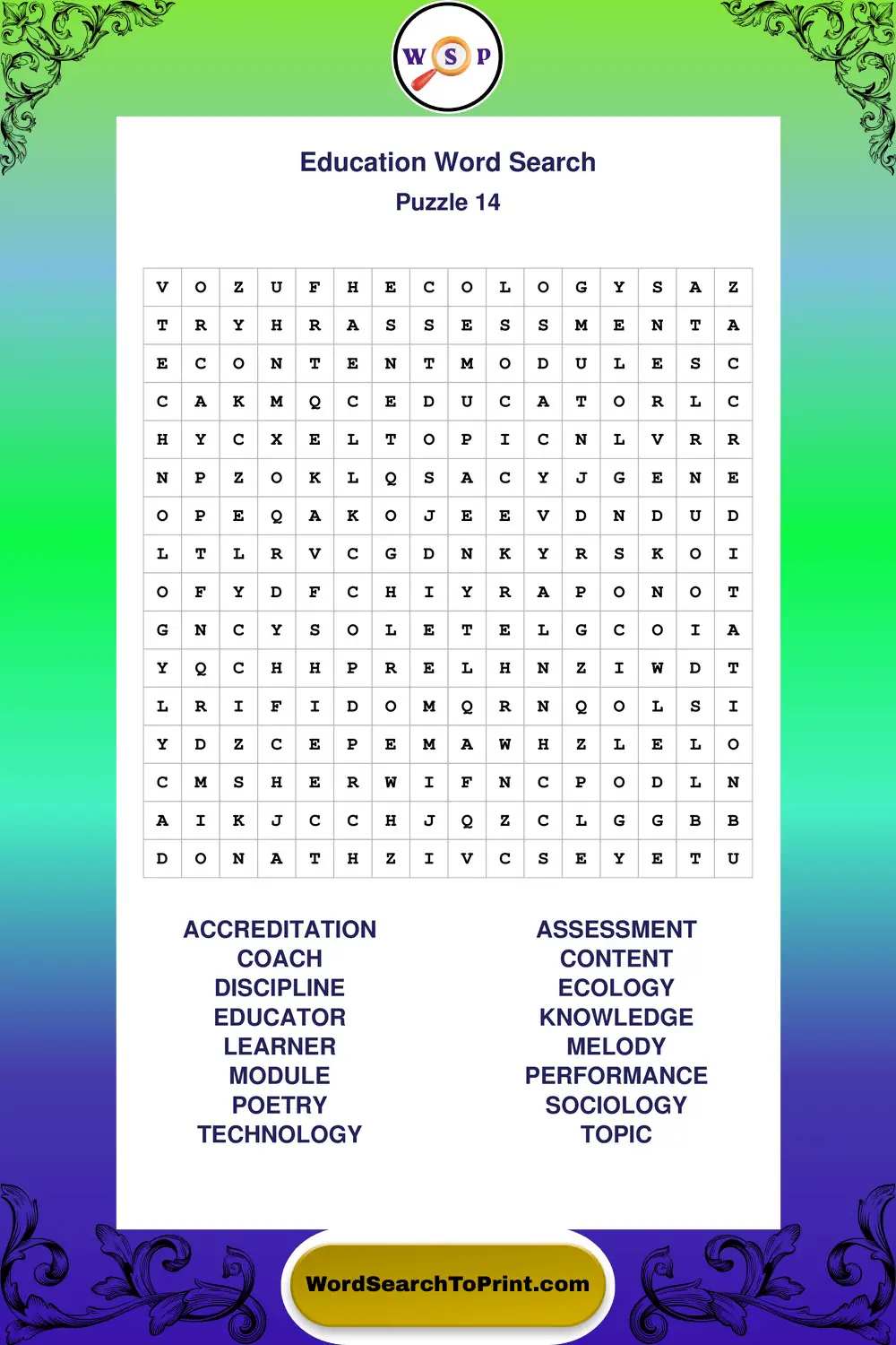 Education Word Search Puzzle 14