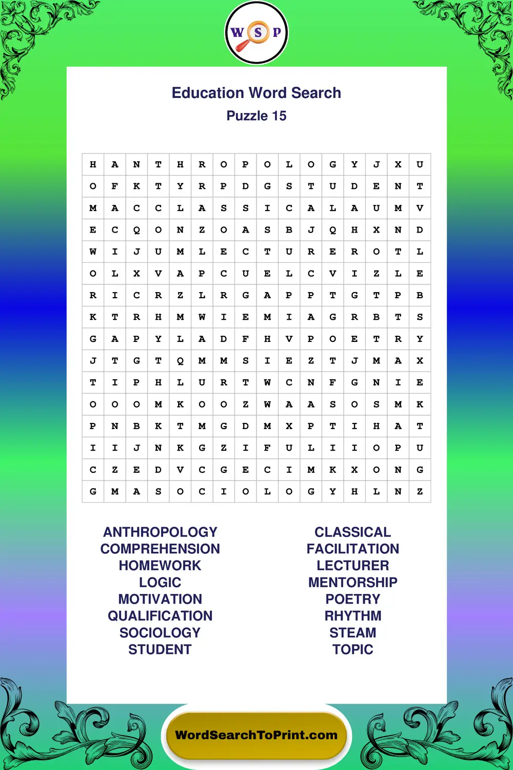 Education Word Search Puzzle 15