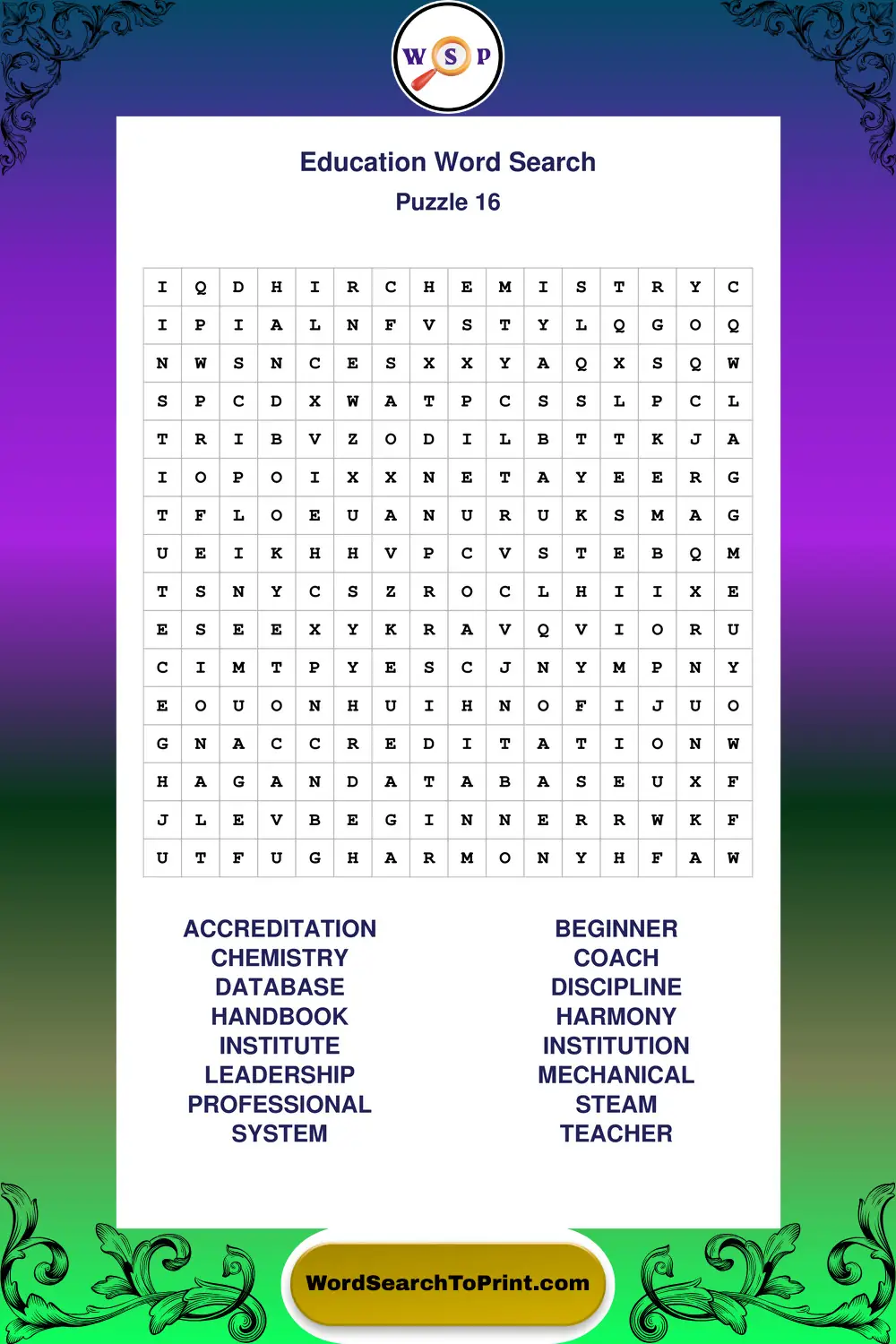 Education Word Search Puzzle 16