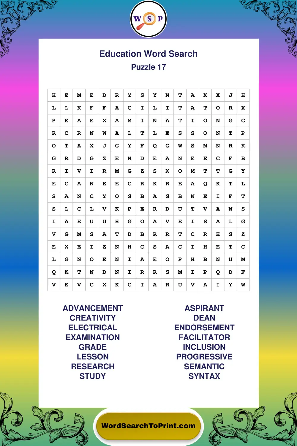 Education Word Search Puzzle 17