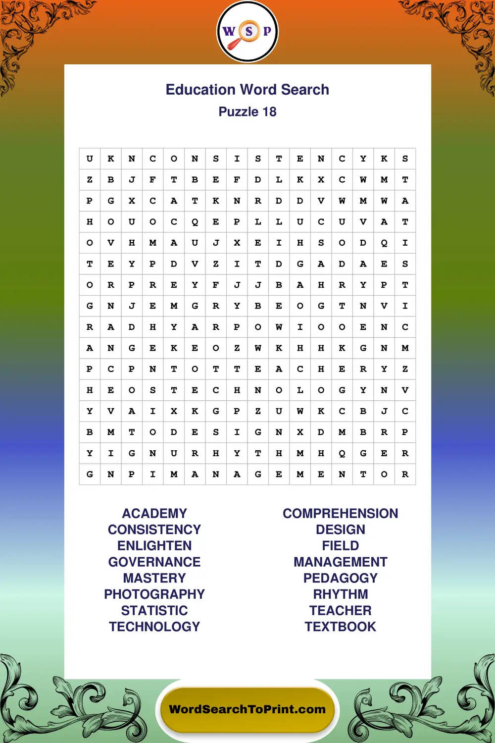 Education Word Search Puzzle 18