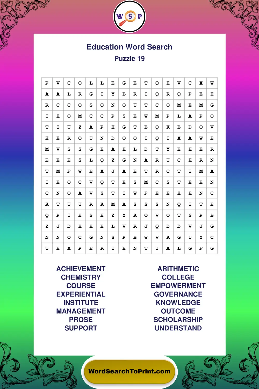 Education Word Search Puzzle 19