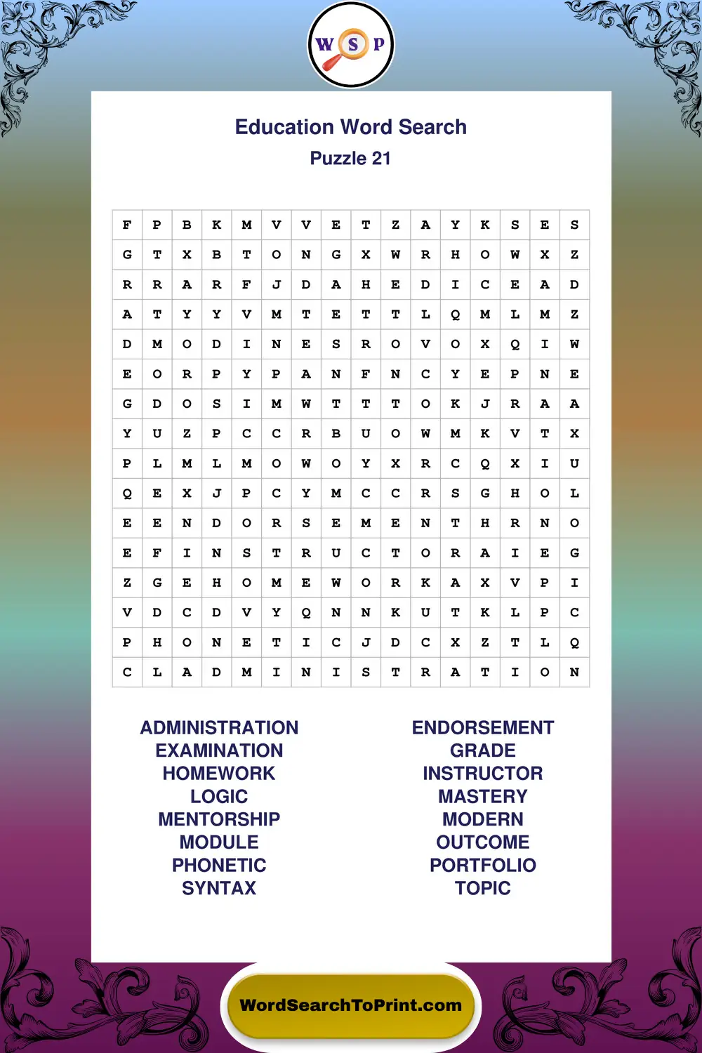 Education Word Search Puzzle 21