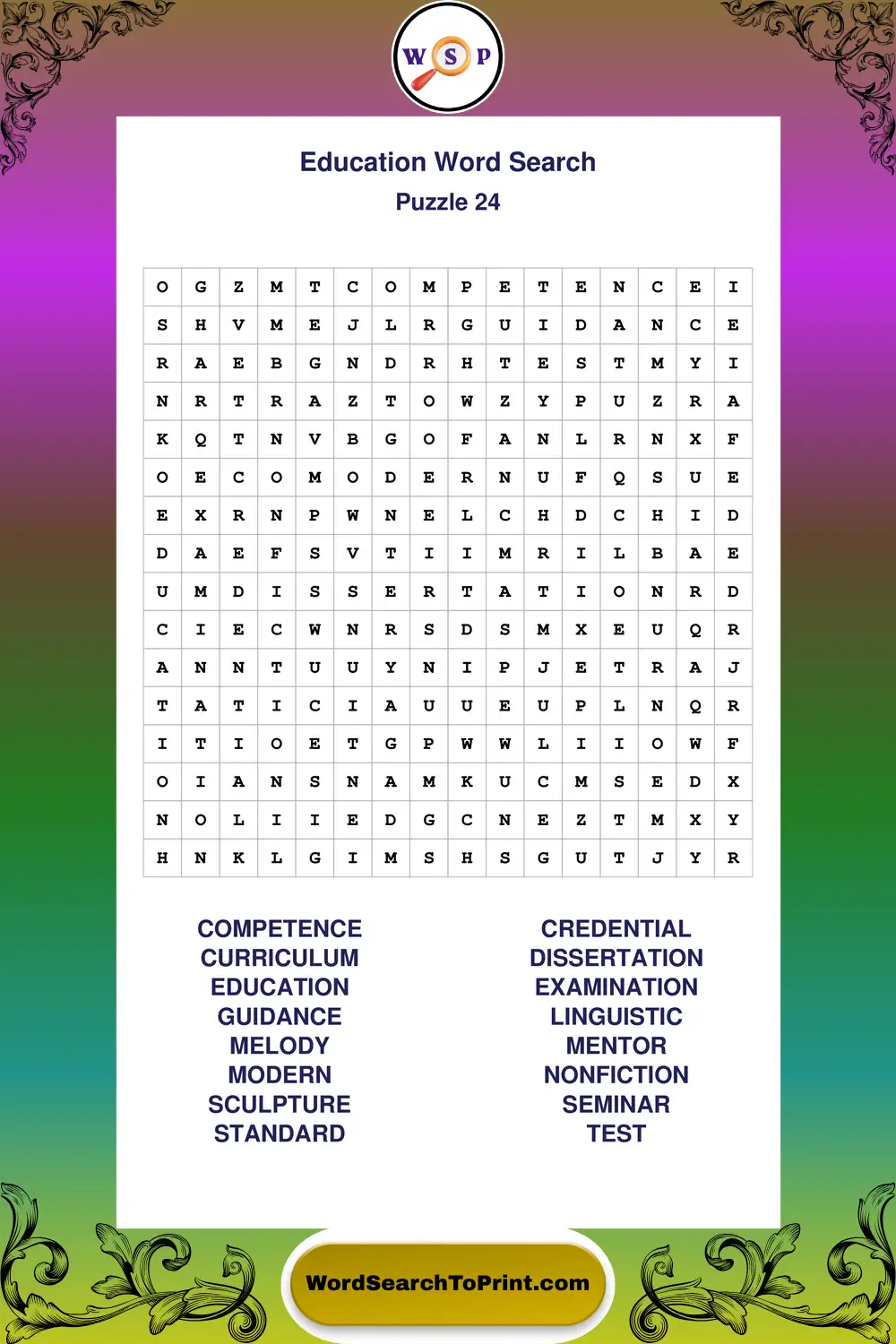Education Word Search Puzzle 24