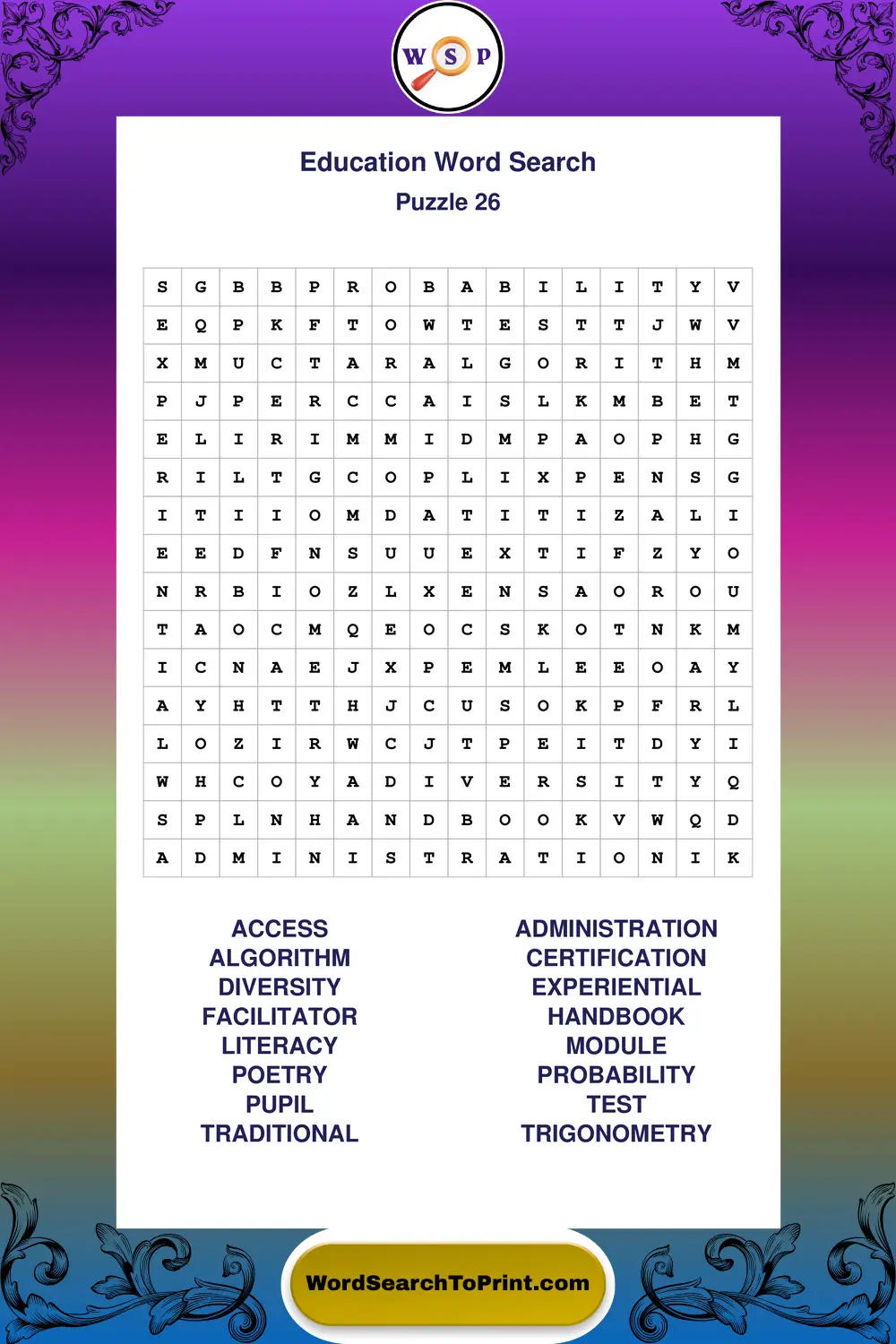 Education Word Search Puzzle 26