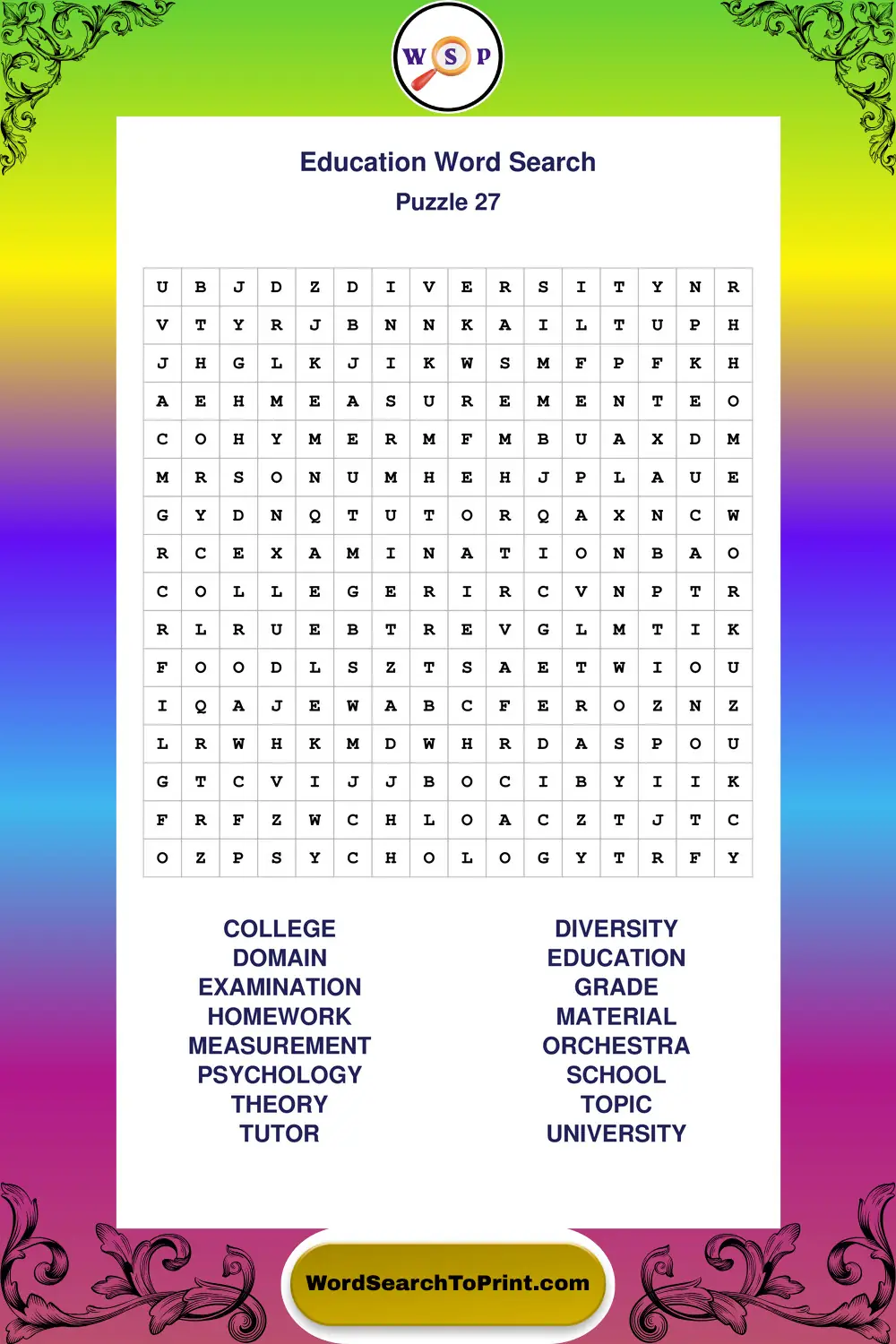 Education Word Search Puzzle 27
